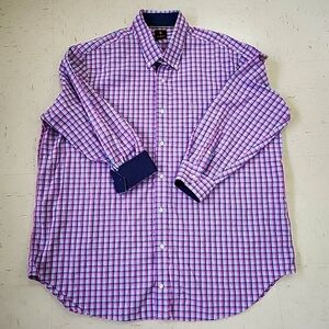 Tailorbyrd Men's Size 2XL Plaid Long Sleeve Button Down Shirt Blue Purple Pink
